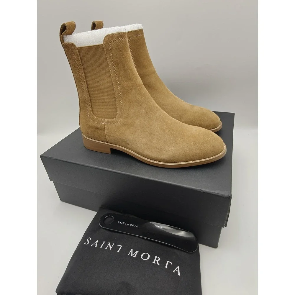 Saint Morta Nomad Chelsea Boots Mens Size 8 Brown Suede Ankle Pull On Camel